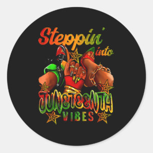 Stepping into juneteenth afro woman black girls classic round sticker