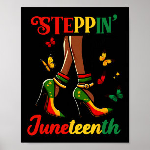 Stepping Into Juneteenth Afro Woman Black Girls Hi Poster