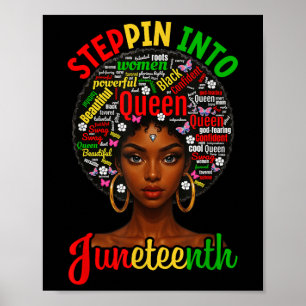 Stepping Into Juneteenth Afro Woman Black Girls Me Poster