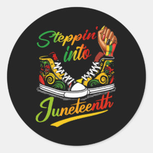Stepping Into Juneteenth Afro Woman Black Girls Sn Classic Round Sticker