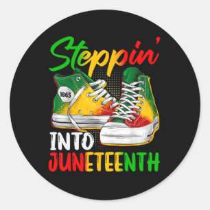 Stepping Into Juneteenth Afro Woman Black Girls Sn Classic Round Sticker