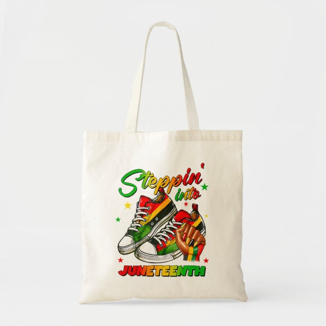 Stepping Into Juneteenth Afro Woman Black Girls Sn Tote Bag (Front)