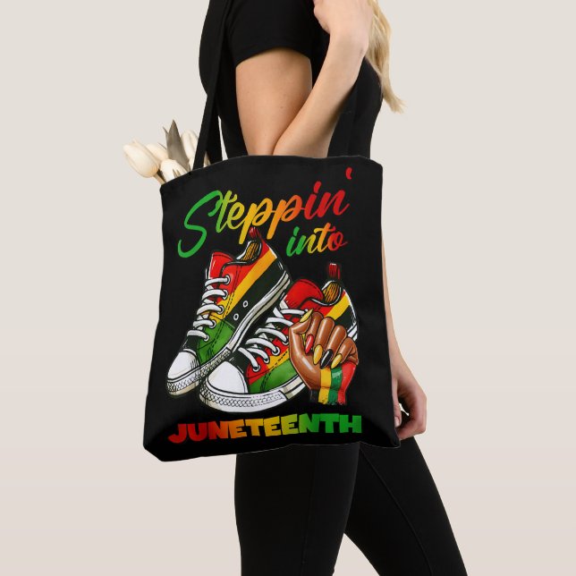 stepping into juneteenth Afro Woman Black Girls  Tote Bag (Close Up)