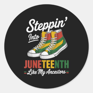 Stepping Into Juneteenth Black African American In Classic Round Sticker