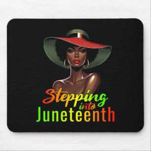 Stepping Into Juneteenth Black Afro Woman Wearing Mouse Pad