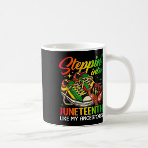 Stepping Into Juneteenth Black Girls Sneakers Afro Coffee Mug