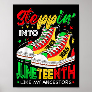 Stepping Into Juneteenth Black Girls Sneakers Afro Poster