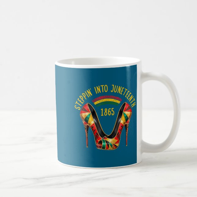 Stepping into juneteenth high heels pride black coffee mug (Right)