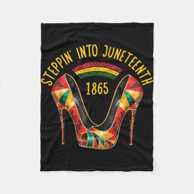 Stepping into juneteenth high heels pride black fleece blanket (Front)