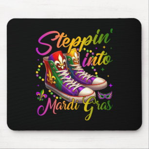 Stepping Into Mardi Gras Sneakers Women Queen Of M Mouse Pad