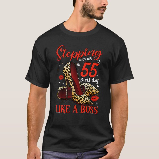 Stepping Into My 55th Birthday Girls Women 55 Year T-Shirt (Front)