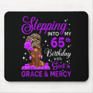 Stepping Into My 65th Birthday Headwrap Black Woma Mouse Pad