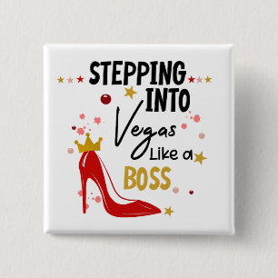 Stepping Into Vegas Vacation Trip Birthday Girl  15 Cm Square Badge
