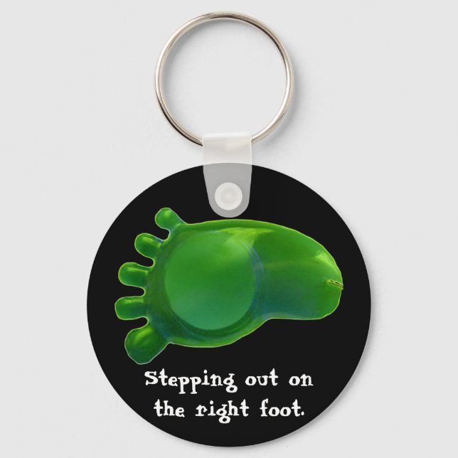 Stepping Out On The Right Foot Quote Green Key Ring (Front)