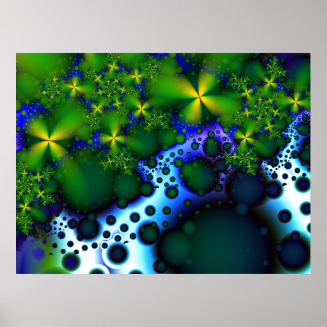 Stepping Stones Cool Abstract Fractal Art Poster (Front)