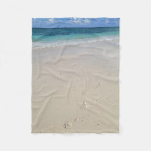 Steps in the Sand: Coastal Comfort Fleece Blanket