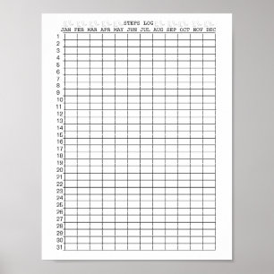 Steps Log Sheets for Months for the Year Poster