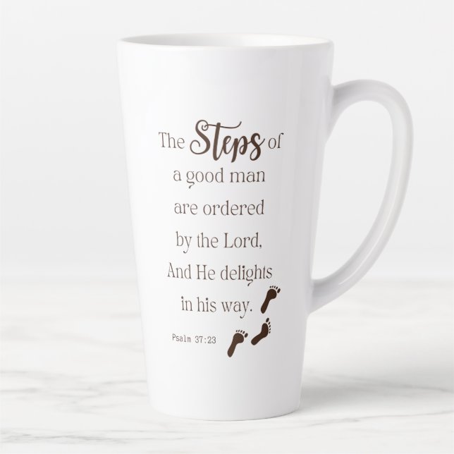 Steps of a Good Man - Psalm 37:23 Bible Verse Latte Mug (Right)