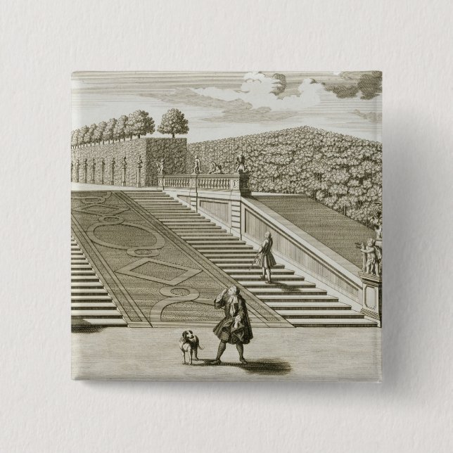 Steps to the garden terrace, Belvedere Palace, Vie 15 Cm Square Badge (Front)