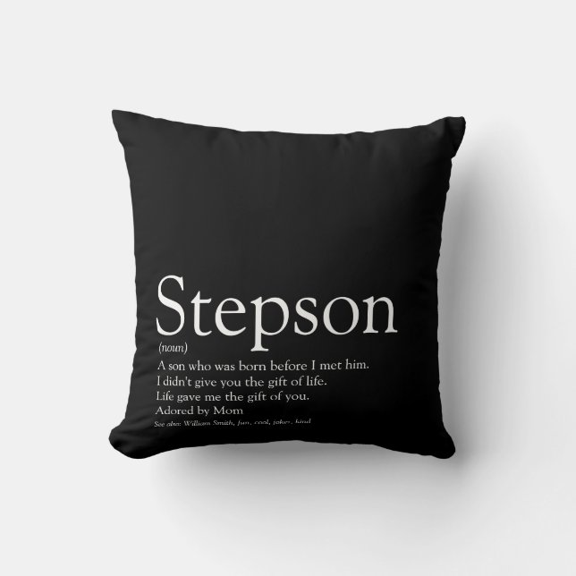 Stepson Black and White Modern Fun Definition Cushion (Front)