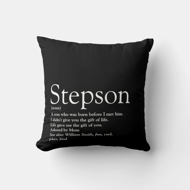 Stepson Black and White Modern Fun Definition Cushion (Front)