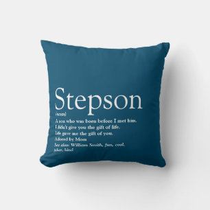 Stepson Blue Modern Fun Typography Cushion