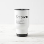 Stepson Fun Typographic Black and White Travel Mug<br><div class="desc">Personalise for your special stepson to create a unique gift. A perfect way to show him how amazing he is every day. Designed by Thisisnotme©</div>