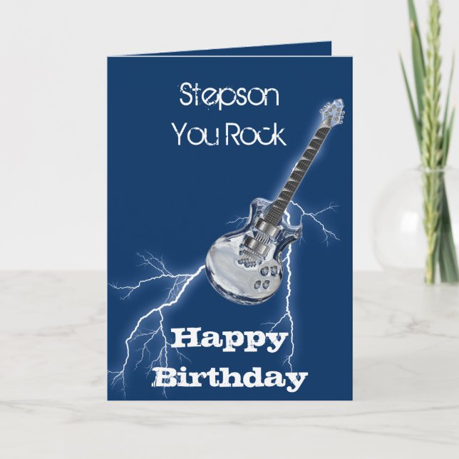 Stepson Rock Lightning Birthday Card (Front)