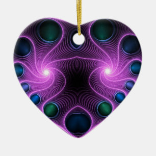 Stereo Love Heart Fractal Pink Tree Ornament