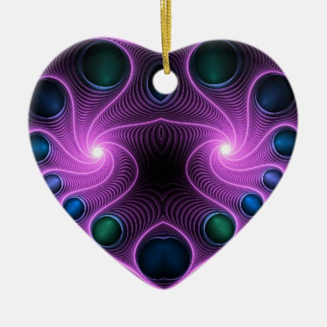 Stereo Love Heart Fractal Pink Tree Ornament (Front)