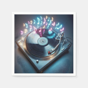 Stereo Turntable With Neon Notes Napkin