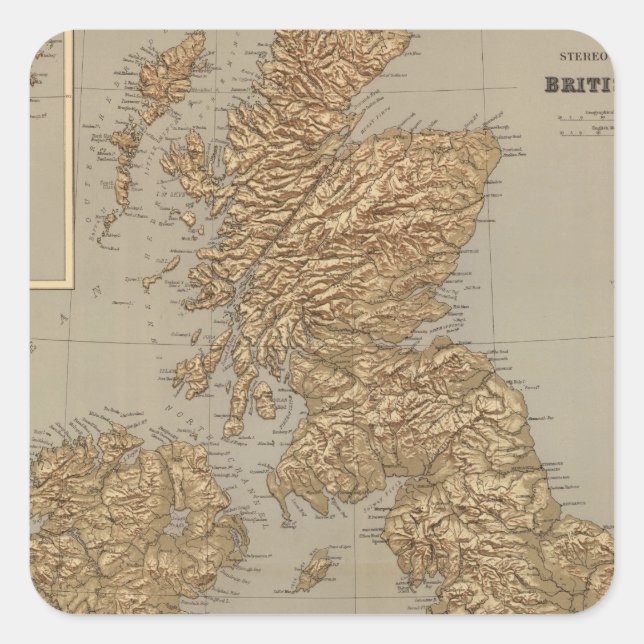 Stereographical map, British Isles Square Sticker (Front)
