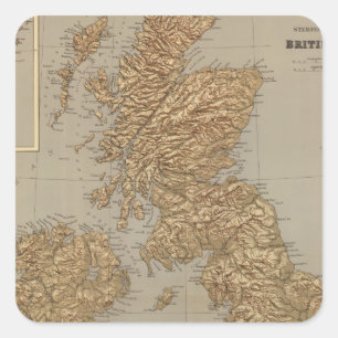 Stereographical map, British Isles Square Sticker