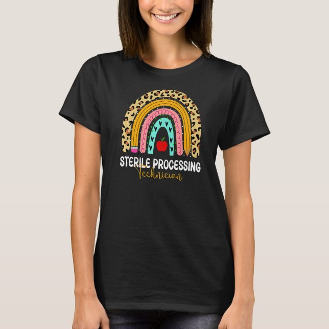 Sterile Processing Technician Leopard Rainbow Heal T-Shirt (Front)