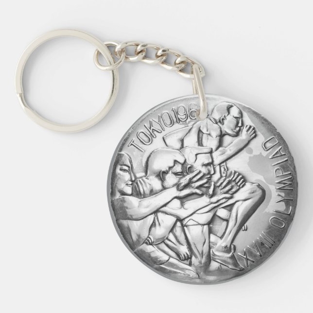 Sterling Silver Medal Tokyo Olympics 1964 Key Ring (Front)
