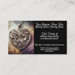 Sterling Silver Pendant Jewellery Sales Etsy Shop  Business Card