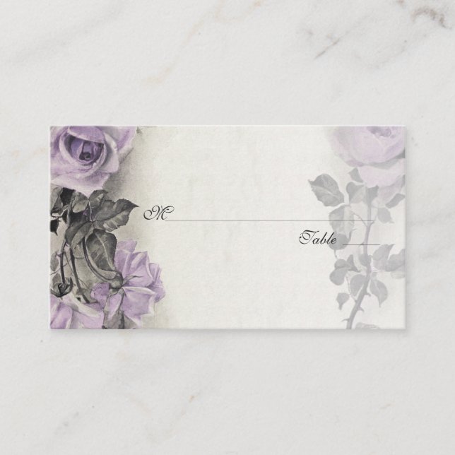 Sterling Silver Rose Wedding Place or Escort Cards (Front)