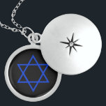 sterling star of david, brite blue  on black locket necklace<br><div class="desc">sterling star of david,  brite blue  on black</div>