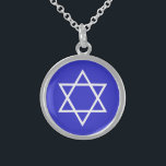 sterling star of david, brite blue  on white sterling silver necklace<br><div class="desc">sterling star of david,  white  on  brite blue</div>