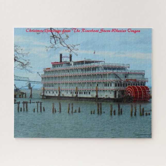 Stern Wheeler Oregon. Christmas Greetings Jigsaw Puzzle (Horizontal)