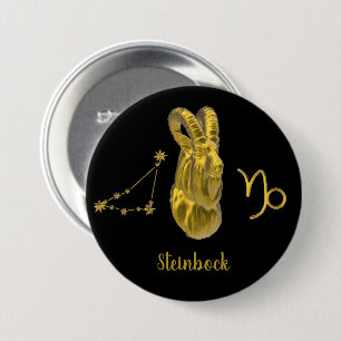 Sternzeichen Steinbock, gold -  7.5 Cm Round Badge