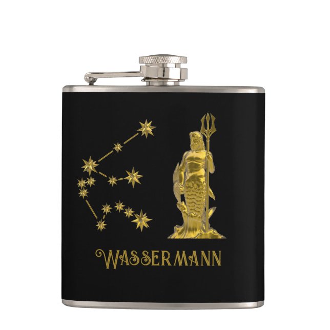 Sternzeichen Wassermann -  Hip Flask (Front)