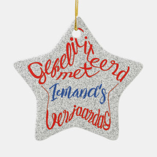 Sterrenvormige 'Gefeliciteerd met verjaargag' Ceramic Ornament