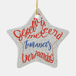 Sterrenvormige 'Gefeliciteerd met verjaargag' Ceramic Ornament
