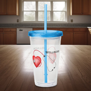Stethoscope And Heart Personalised Acrylic Tumbler