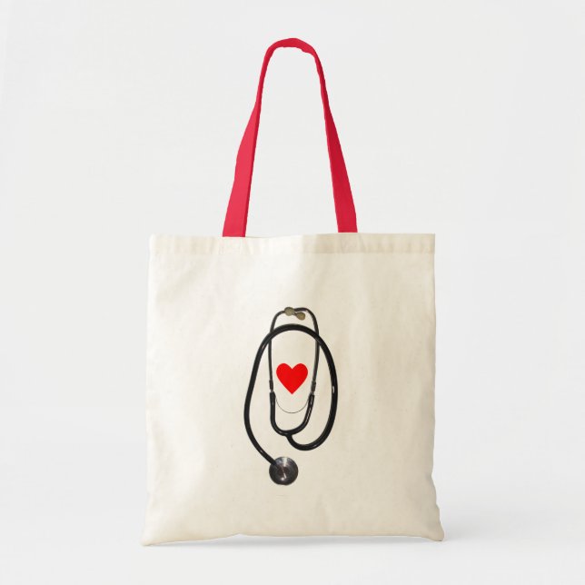 Stethoscope and Heart Tote Bag (Front)