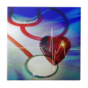 Stethoscope and Heartbeat Tile
