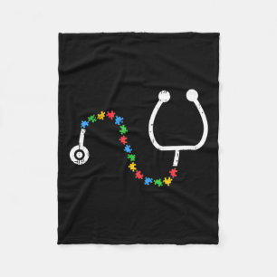 Stethoscope Autism Awareness Medical Rn Nurse Doct Fleece Blanket