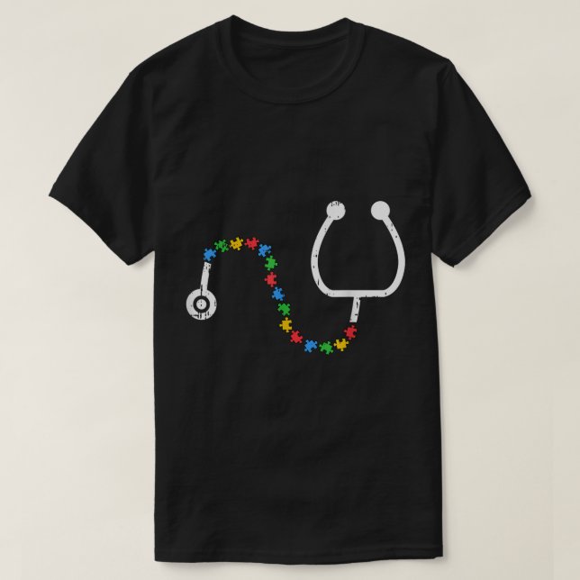 Stethoscope Autism Awareness Medical RN Nurse Doct T-Shirt (Design Front)