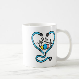 Stethoscope Bunny Ears Eggs Easter Nurse Scrub Top Coffee Mug